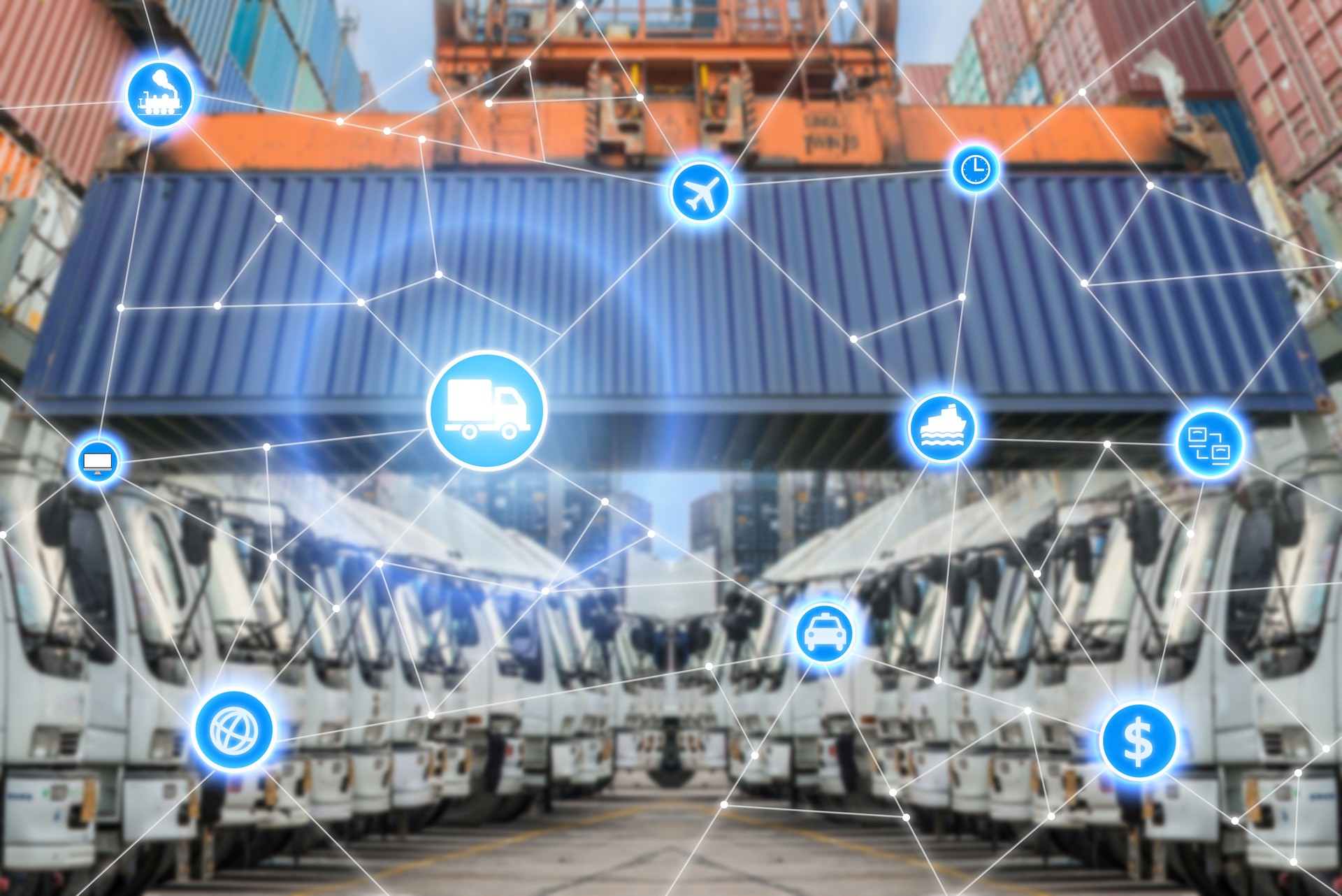 Negocio global logística sistema tecnología interfaz socio global conexión